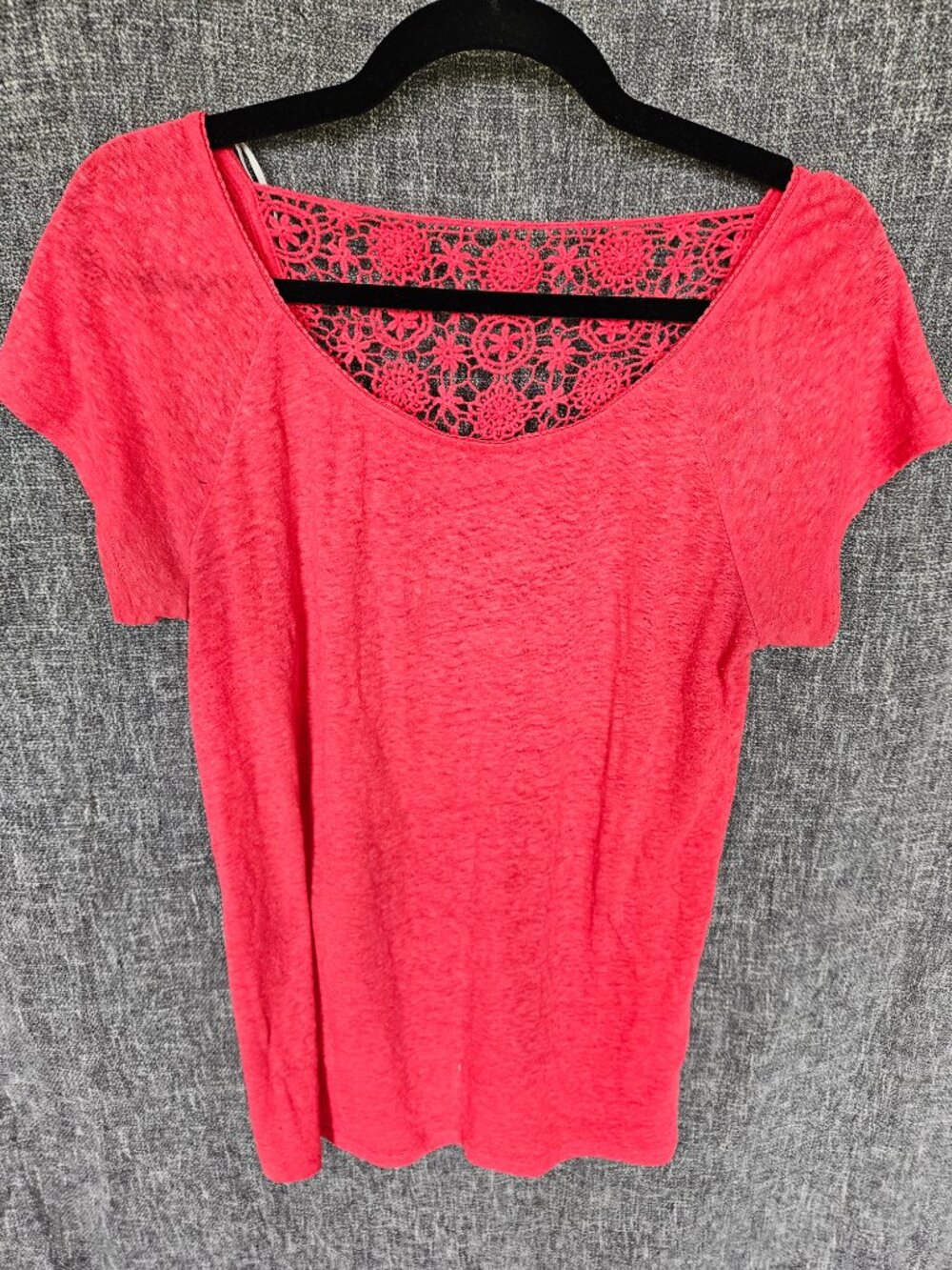 Aerie Coral Crochet Back Shirt
